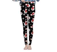 Legging de Noël rétro pour femme - Doublure en polaire - Pantalon thermique taille haute - Extensible - Chaud - Collants d'hiver - Vêtements de sport d'intérieur et d'extérieur, Noir , L