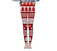 Legging de Noël rétro pour femme - Doublure en polaire - Pantalon thermique taille haute - Extensible - Chaud - Collants d'hiver - Vêtements de sport d'intérieur et d'extérieur, Rouge, L