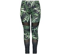 Legging de RED by EMP - Leggings imprimé bambous & empiècements en mesh - S - pour Femme - noir/vert S