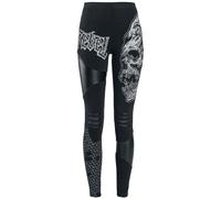Legging de Rock Rebel by EMP - Leggings Avec Imprimés, Découpes et Empiècements en Simili-Cuir - S à 5XL - pour Femme - noir/blanc S