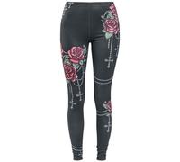 Legging de Rock Rebel by EMP - Leggings avec Roses & Croix - S à 5XL - pour Femme - noir 4XL