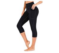 Legging de sport 3/4 pour femme - Grandes tailles - Legging de yoga avec poche pour téléphone portable - Pantalon de fitness push-up - Taille haute - Pantalon de yoga - Pantalon de yoga - Pantalon