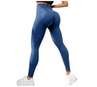 Legging de Sport Femme Gainant Haute Waisted sans Couture Effet Push up fessier Yoga Gym Fitness Running Tenue Confortable Stretch Seconde Peau Maintien Optimal Culotte modelant Ventre (1-Navy, S)