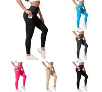 Legging De Sport Femme Leggings à Compression 3D Anti Cellulite Leggings Femme avec Poches Taille Haute sans Couture Amaigrissant Minceur Push Up Opaque Pantalon Sport pour Yoga Fitness