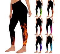 Legging de Sport Femme Pantalon de Yoga Imprimé Flammes Pantalon et Pantacourt de Yoga pour Femmes Pantalon Bootleg de Contrôle du Ventre Vêtements de Sport pour Femme Collants et Leggings de Sport