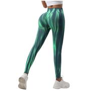 Legging de Sport Femme Taille Haute Élastique Pantalon Yoga Mode Faire des Exercices Leggings D'entraînement Motif Aquarelle Contrôle du Ventre Pantalons