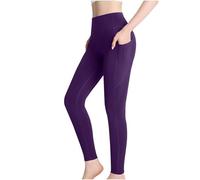 Legging de sport long pour femme avec poche XXL - Legging thermique pour femme - Pantalon d'hiver - Pantalon de loisirs - Stretch - Legging de sport élastique - Pantalon de salon doux - Pantalon