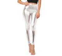 Legging de Sport métallique Brillant pour Femme - Pantalon Crayon Lumineux - Fitness Tendance - Pantalon de Couleur Bonbon
