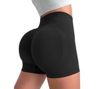 Legging de sport pour femme court taille haute Push Up Control Barriga Respirant Anti-frottements Pantalon court de sport anti-cellulite Leggins Shorts Yoga Gym Cyclisme, Noir , XS