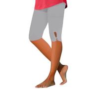 Legging de sport Push Up court pour femme Taille large Opaque Scrunch Respirant Legging Capri Taille haute Contrôle du ventre Poche Legging élastique Running Fitness Gym, Gris, L
