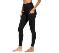 Legging de sport super extensible pour femme - Doux - Séchage rapide - Avec poches - Taille haute - Contrôle du ventre - Pantalon de yoga pour sortir athlétique - Couche de base de sport ajustée, Noir