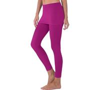 Legging de tennis à jupe avec jupe pour femme - Jupe de golf avec leggings intégrés - Pantalon sportif de couleur unie - Collants modestes, rose vif, S