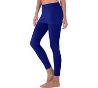 Legging de tennis à jupe avec jupe pour femme - Jupe de golf avec leggings intégrés - Pantalon sportif de couleur unie - Collants modestes, bleu, XL