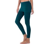 Legging de tennis à jupe avec jupe pour femme - Jupe de golf avec leggings intégrés - Pantalon sportif de couleur unie - Collants modestes, Vert, 3XL
