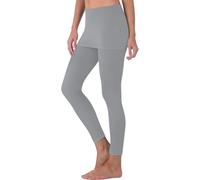 Legging de tennis à jupe avec jupe pour femme - Jupe de golf avec leggings intégrés - Pantalon sportif de couleur unie - Collants modestes, gris, XXL