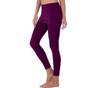 Legging de tennis à jupe avec jupe pour femme - Jupe de golf avec leggings intégrés - Pantalon sportif de couleur unie - Collants modestes, bordeaux, 3XL