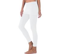 Legging de tennis à jupe avec jupe pour femme - Jupe de golf avec leggings intégrés - Pantalon sportif de couleur unie - Collants modestes, blanc, S