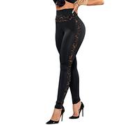 Legging De Yoga Femme Pantalon Patchwork en Dentelle Legging Slim Fit Extensible Taille Haute Pantalon Couleur Unie Fitness Pantalon Course Collants Compression Legging Sexy Et Mode