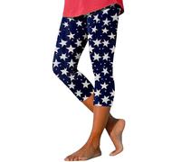 Legging de yoga pour femme - Coupe ajustée - 4 juillet - Imprimé drapeau américain - Taille haute - Longueur genou - Legging patriotique sec - Vêtements d'entraînement athlétiques pour l'entraînement
