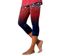 Legging de yoga pour femme - Coupe ajustée - 4 juillet - Imprimé drapeau américain - Taille haute - Longueur genou - Legging patriotique sec - Vêtements d'entraînement athlétiques pour l'entraînement