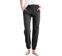 Legging décontracté Ample en Coton et Lin avec Cordon de Serrage pour Femmes Pantalon Femme en Coton et Lin (XL)