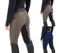 Legging d'équitation pour femme avec poche pour téléphone portable - Stretch - Taille haute - Avec passants de ceinture - Pantalon d'équitation - Legging anti-boulochage - Vêtement d'équitation