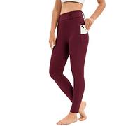 Legging d'équitation pour femme avec poche pour téléphone portable, taille haute, stretch, avec passants de ceinture, rouge, S