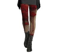 Legging d'halloween Femme 2025 Quotidien, Pantalon De Yoga sans Couture Taille Élastique Tenues Imprimé Coloré Halloween Pants Anti-Cellulite pour Femmes Casual D'intérieur Jogging