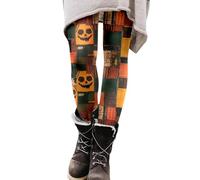 Legging d'Halloween pour femme avec impression 3D - Motif citrouille fantômes et chauve-souris - Taille haute - Coupe ajustée comme pantalon de yoga - Pantalon de jogging et leggings de sport