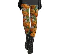 Legging d'Halloween pour femme fantômes citrouille crâne chauve-souris anti-cellulite pantalon de compression confortable décontracté confortable rétro pantalon de jogging stretch opaque, jaune clair