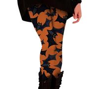 Legging d'Halloween pour femme - Grande taille - Legging de compression chaud - Motif squelette effrayant - Collants thermiques pour Halloween et fêtes, Orange, 5XL