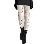 Legging d'Halloween pour femme - Legging d'hiver en polaire thermique - Collant amusant et mignon - Collants de compression - Contrôle du ventre - Doux et soyeux, beige, M