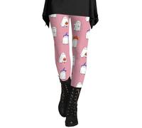Legging d'Halloween pour femme - Legging d'hiver en polaire thermique - Collant amusant et mignon - Collants de compression - Contrôle du ventre - Doux et soyeux, rose, 3XL