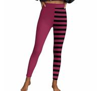 Legging d'Halloween pour femme - Pantalon long sexy à rayures gothique punk - Costume festif stretch - Pantalon à rayures - Taille haute - Pantalon de sport - Pantalon de fitness - Collant moulant