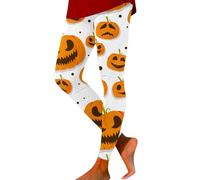 Legging d'Halloween pour femme taille haute contrôle du ventre doux comme du beurre motif citrouille legging rehausseur de fessier yoga pantalon d'entraînement collant thermique de compression, bleu