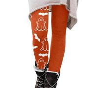 Legging d'Halloween pour femme taille haute doux et mignon fantôme chauve-souris collant d'hiver thermique chaud legging contrôle du ventre pantalon de compression, Rouge, M