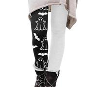 Legging d'Halloween pour femme taille haute doux et mignon fantôme chauve-souris collant d'hiver thermique chaud legging contrôle du ventre pantalon de compression, gris, XXL