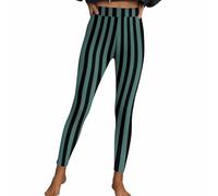 Legging d'Halloween sexy pour femme - Pantalon rayé gothique punk - Costume festif stretch - Pantalon à rayures - Taille haute - Sport - Pantalon de fitness - Collant moulant - Pantalon de yoga