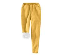 Legging d'hiver thermique épais en coton mélangé avec cordon de serrage taille élastique et poches dans les fesses pour femme