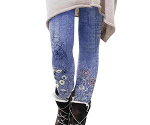 Legging doublé en polaire épais, extensible et chaud pour femme, pantalon fin imprimé pour l'automne et l'hiver, pantalon décontracté confortable pour femme, legging tartan pour femme UK, bleu, L