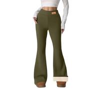 Legging doublé en polaire pour femme - Collants thermiques confortables pour femme - Doux et chaud - Pantalon de yoga épais - Streetwear - Week-end - Confortable - Course à pied facile, Vert, XXL