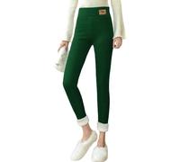 Legging doublé en polaire pour femme - Collants thermiques confortables pour femme - Polyvalent - Chaud - Pantalon de yoga épais - Streetwear - Week-end - Confortable - Course à pied - Facile, Vert, L