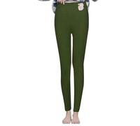 Legging doublé en polaire pour femme - Collants thermiques isolés pour femme - Coupe ajustée - Chaud et épais - Pantalon de yoga streetwear - Week-end - Confortable - Course facile, Vert, XL