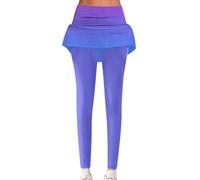 Legging Doublé Polaire Femme Leggings Femme 3/4 Leggings pour femmes avec une jupe trapèze, pantalon de Yoga taille haute pleine longueur pour Legging Collant Chaud D'Hiver Legging Sous (Blue, XL)