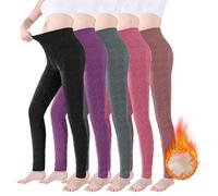 Legging doublé pour femme - Noir - Legging d'hiver doublé - Collants thermiques - Taille haute - Collants d'hiver doublés - Pantalon de jogging chaud - Opaque, gris, 3XL