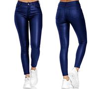 Legging en cuir pour femme - Push Up - Taille haute - En cuir synthétique - Pantalon en cuir synthétique - Pantalon en cuir stretch - Collants lisses - En latex laqué - Grandes tailles - Effet mouillé