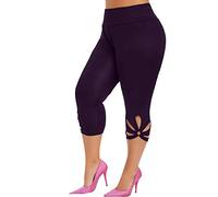 Legging en Dentelle Été Grande Taille Femme,Overdose Pantalon Sport Short Sportswear Gym Running Yoga Athletic Taille Haute Stretch Trousers (XXXXL, Violet)