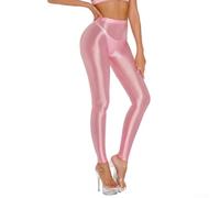 Legging en satin de style disco pour femme, haute élasticité, pour la danse et le fitness (L rose)