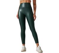 Legging en similicuir pour femme - Effet mouillé - Taille haute - Extensible - Pantalon de yoga - Collants de compression confortables - En cuir synthétique - Coupe ajustée - Jambe fuselée, Vert, XL