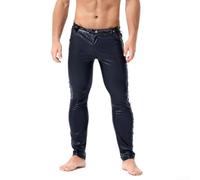 Legging en similicuir pour homme - Coupe ajustée - Pour une esthétique élégante et tendance - Taille M - Noir